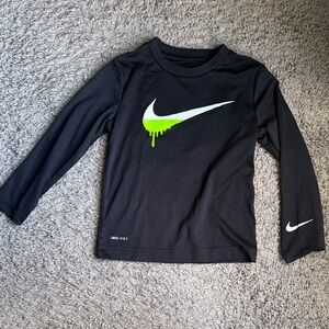 Nike Black Shirt with Neon Green and White Swoosh